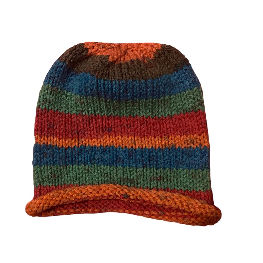 Rainbow crochet beanie